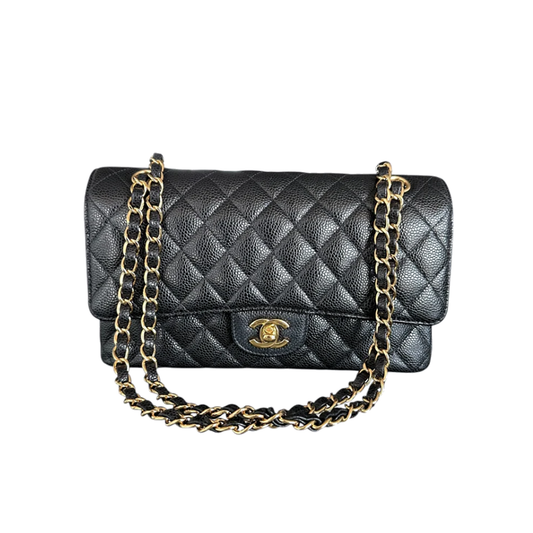 CHANEL BLACK CAVIAR QUILTED MEDIUM FLAP BAG
