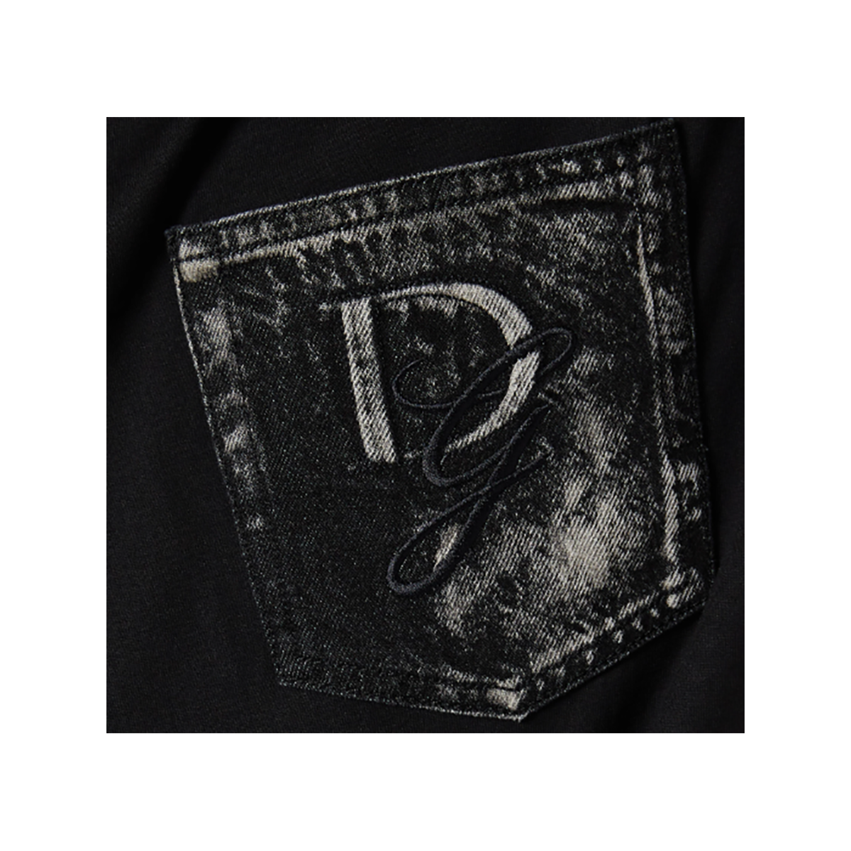 DOLCE & GABBANA COTTON DENIM-PATCH T-SHIRT IN BLACK DOLCE & GABBANA COTTON DENIM-PATCH T-SHIRT IN BLACK