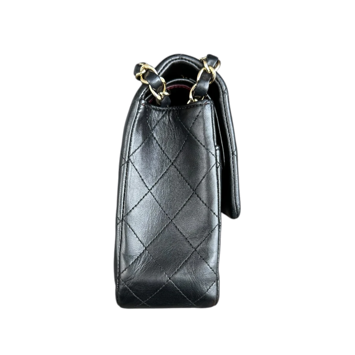 PRELOVED CHANEL BLACK LAMBSKIN QUILTED MEDIUM FLAP BAG