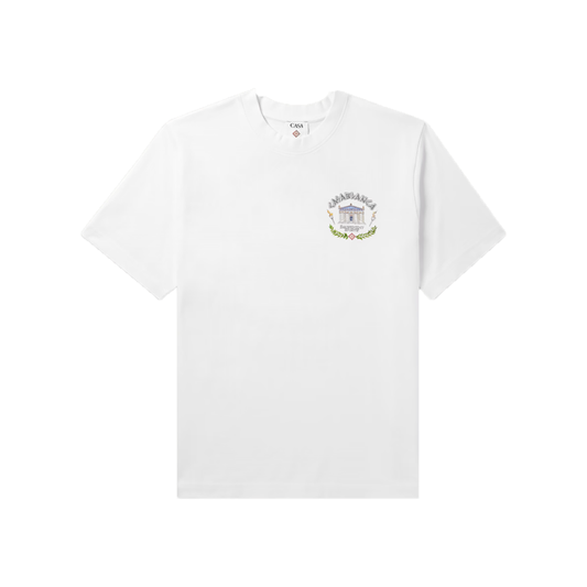 CASA BLANCA LE TEMPLE DU SPORT LOGO T-SHIRT IN WHITE