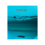 CHANEL TWEED QUILTED MEDIUM FLAP BAG IN TURQUOISE