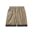 GUCCI WIDE-LEG LOGO-PRINT SILK SHORTS IN BEIGE