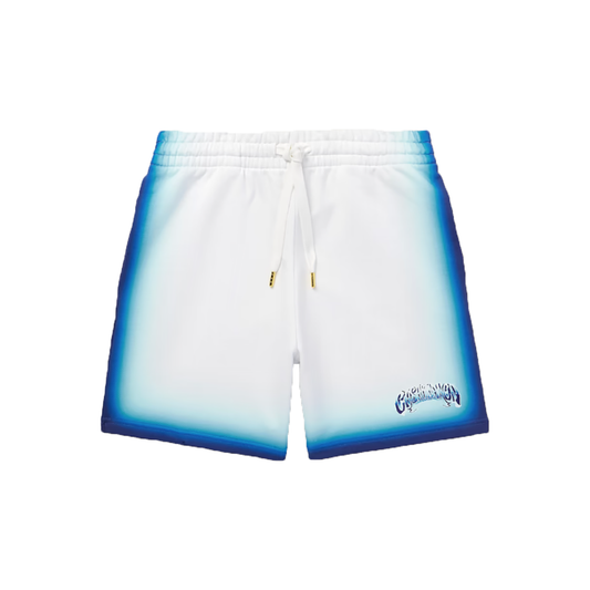 CASABLANCA STRAIGHT LEG COTTON SHORTS IN WHITE/BLACK