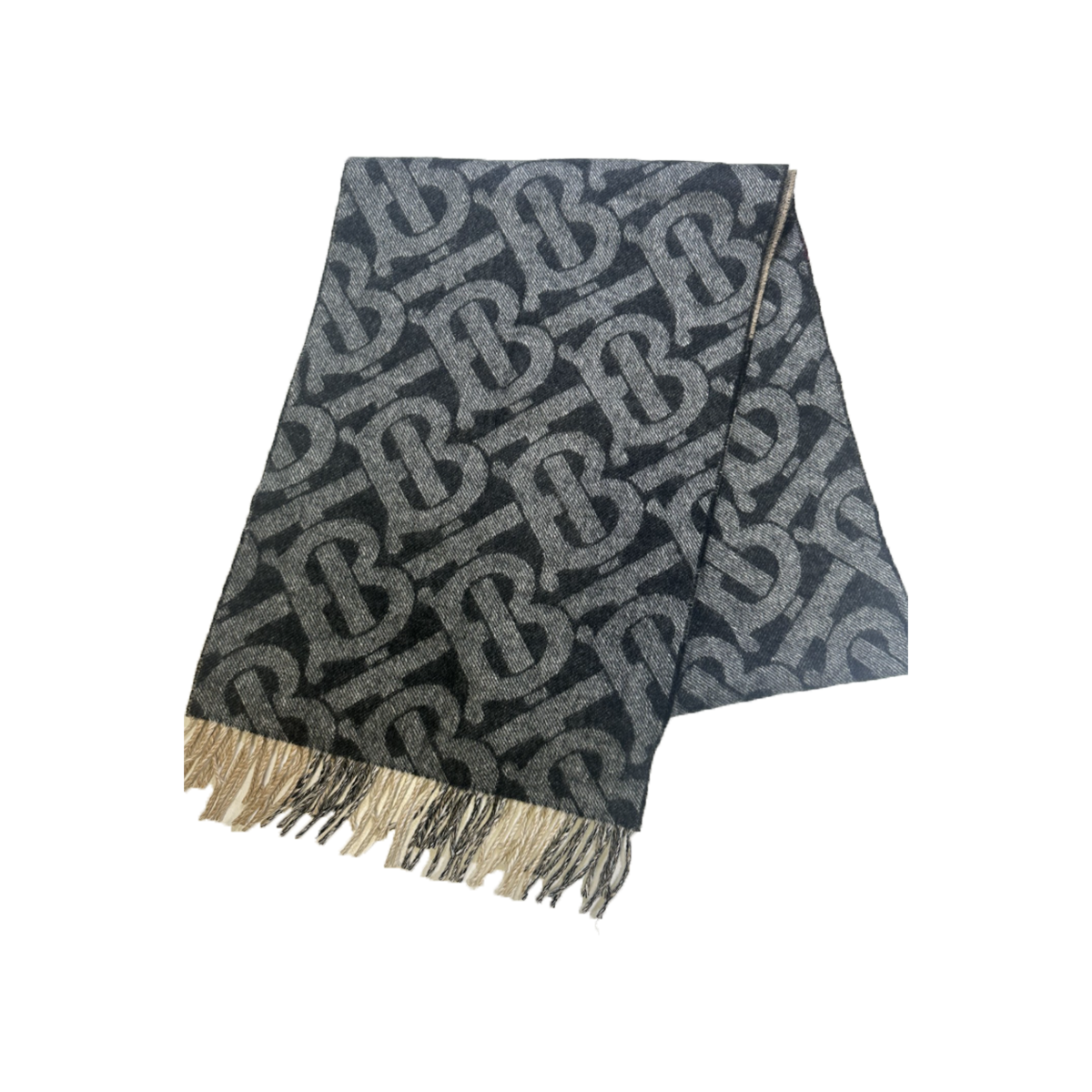 PRELOVED BURBERRY REVERSIBLE SCARF IN BEIGE/GRAY