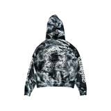 PRELOVED CHROME HEARTS HORSESHOE TIE-DYE HOODIE IN BLACK AND WHITE