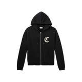CELINE HOMME LOGO-EMBROIDERED COTTON JERSEY ZIP-UP IN BLACK