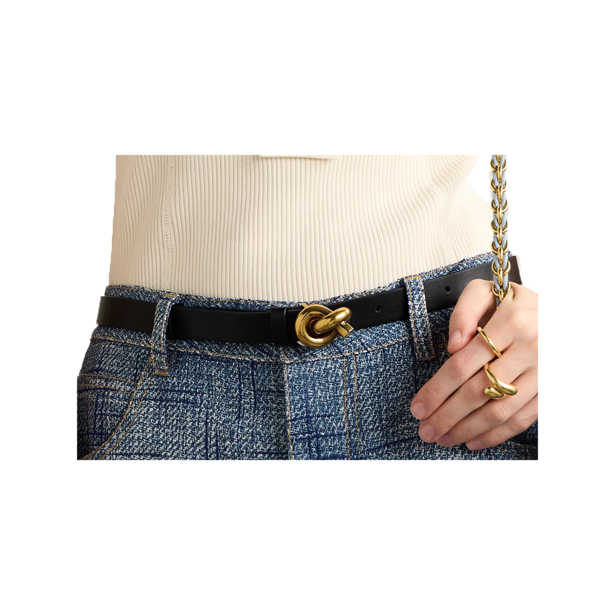 BOTTEGA VENETA LEATHER BELT IN BLACK