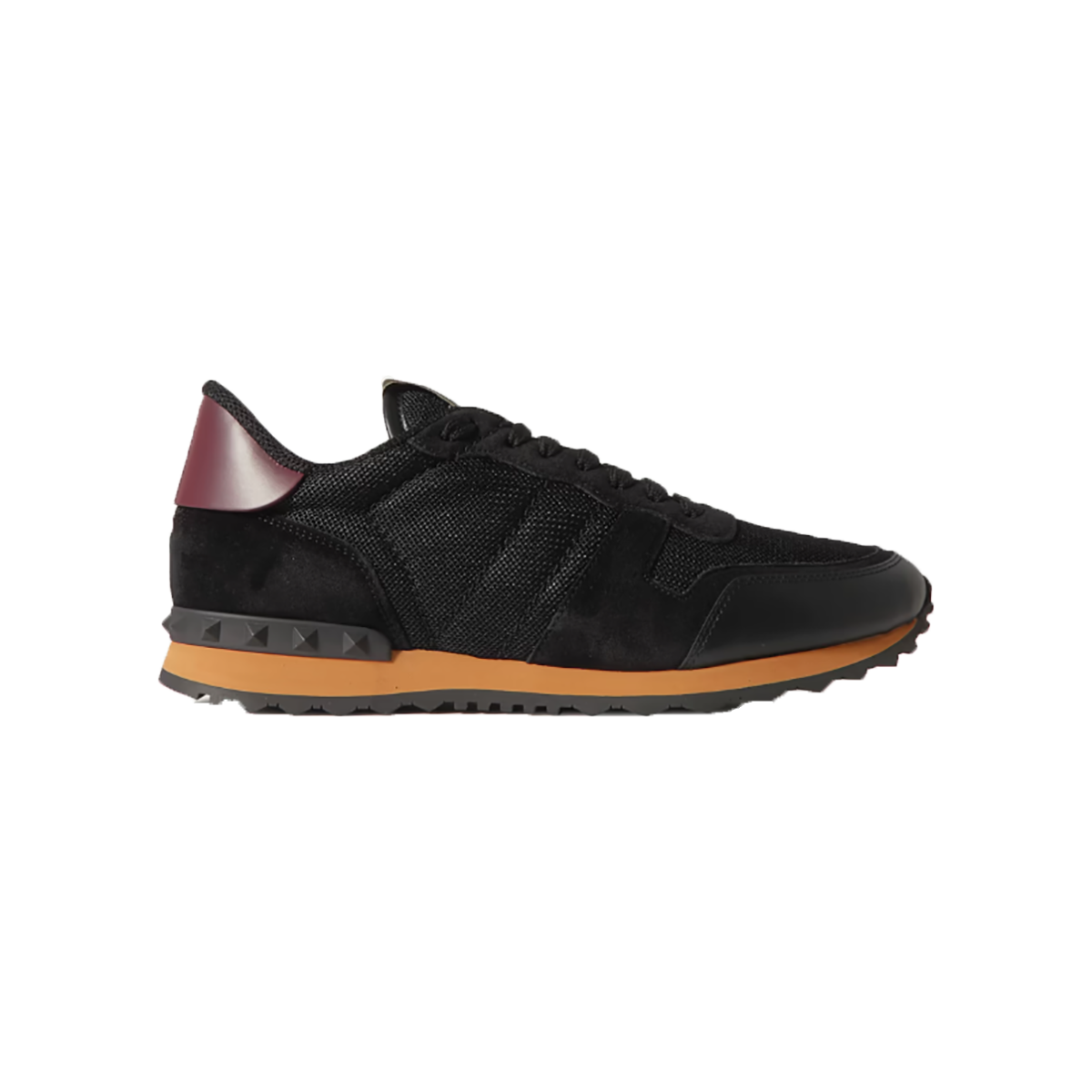 VALENTINO ROCKRUNNER SUEDE LEATHER AND MESH TRAINERS IN BLACK