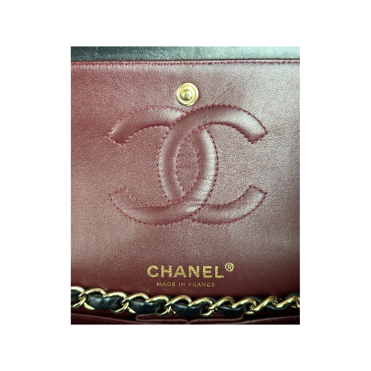 PRELOVED CHANEL BLACK LAMBSKIN QUILTED MEDIUM FLAP BAG