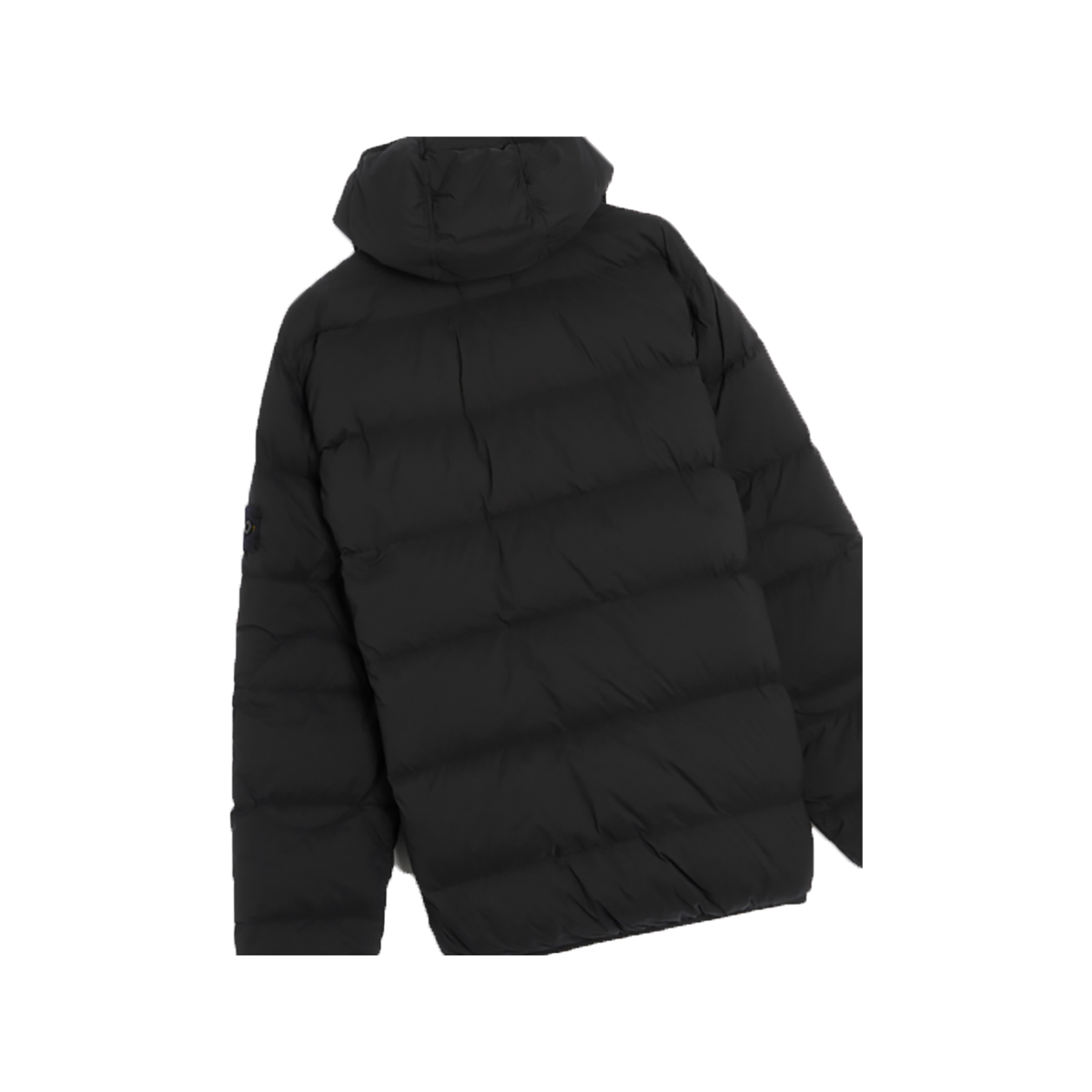 STONE ISLAND LOGO PATCH PUFFER COAT IN BLACK