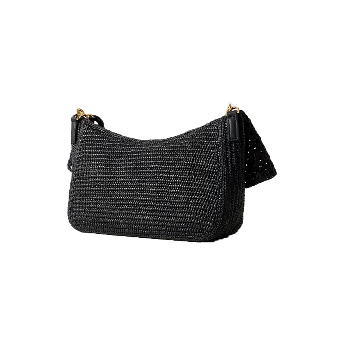 LOEWE IBIZA OLA EMBELLISHED RAFFIA SHOULDER BAG IN BLACK