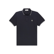 STONE ISLAND LOGO-APPLIQUED COTTON-BLEND POLO IN NAVY