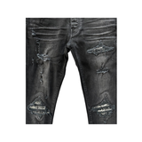 AMIRI AGED BLACK AND WHITE BANDANA PATCH MX1 JEANS