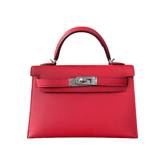 HERMES PALLADIUM HARDWEAR EPSOM MINI KELLY 20 IN ROSE