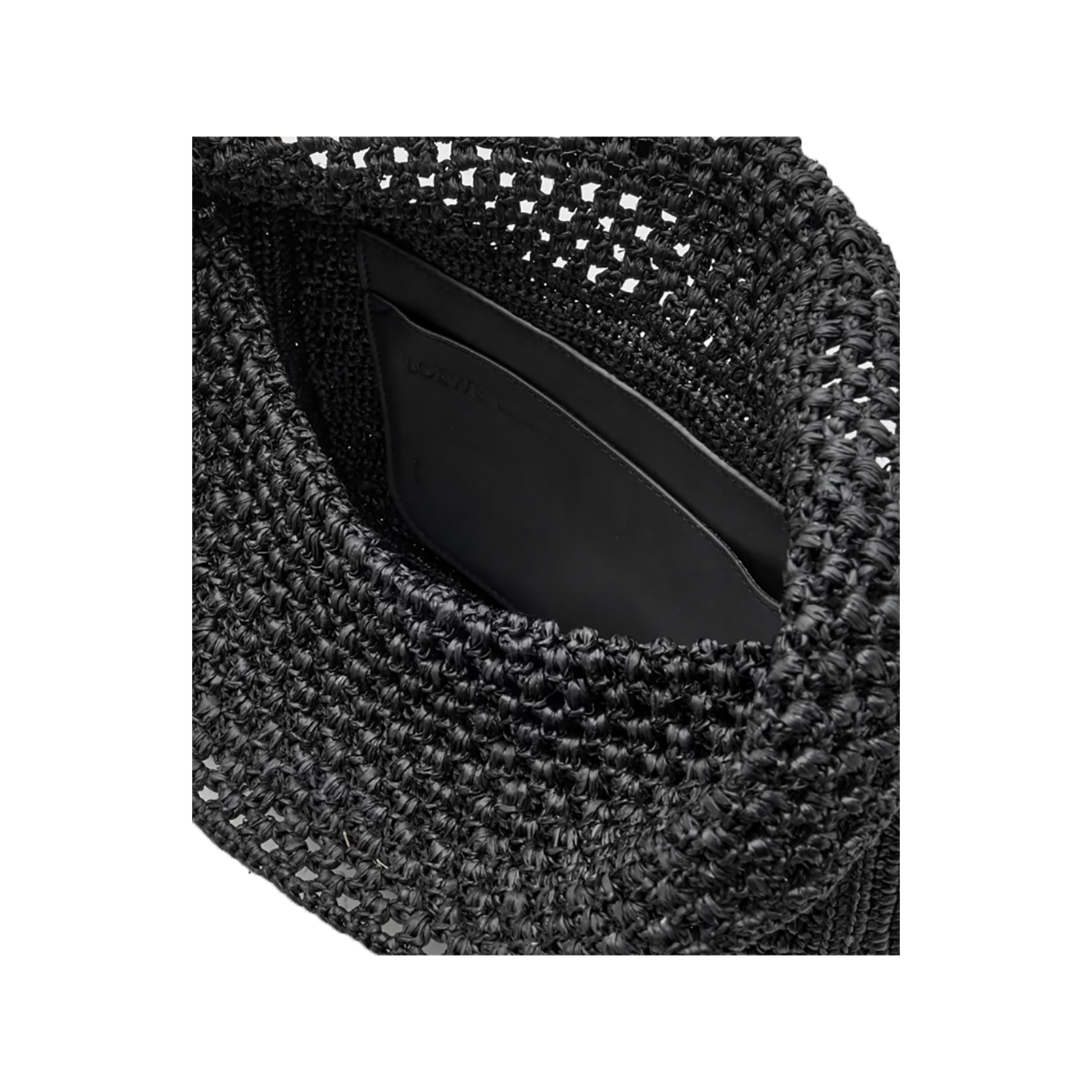 LOEWE IBIZA OLA EMBELLISHED RAFFIA SHOULDER BAG IN BLACK