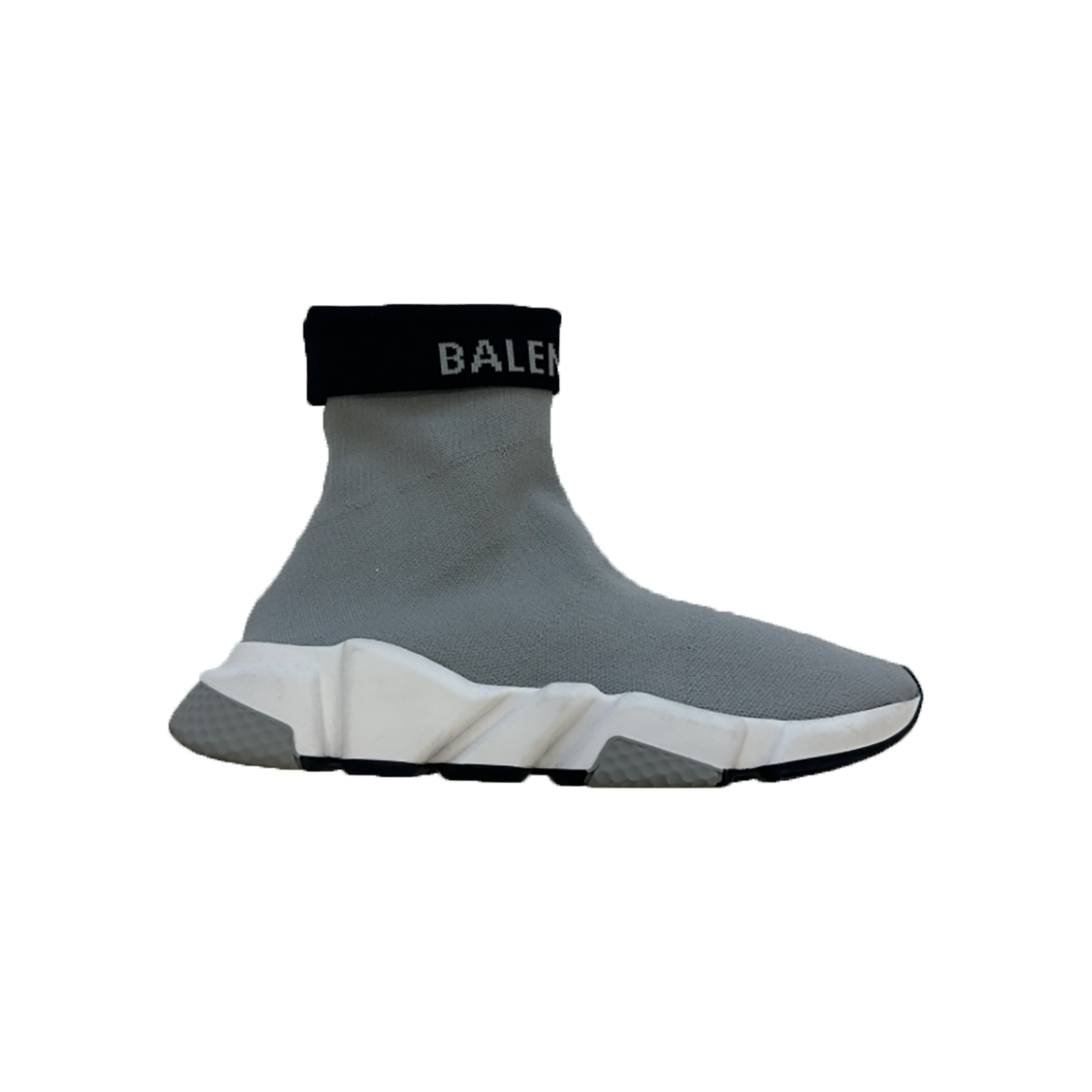 PRELOVED BALENCIAGA NEOPRENE KNIT SPEED CUFFED TRAINERS IN GRAY