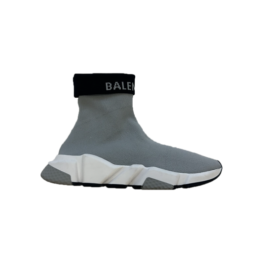 PRELOVED BALENCIAGA NEOPRENE KNIT SPEED CUFFED TRAINERS IN GRAY