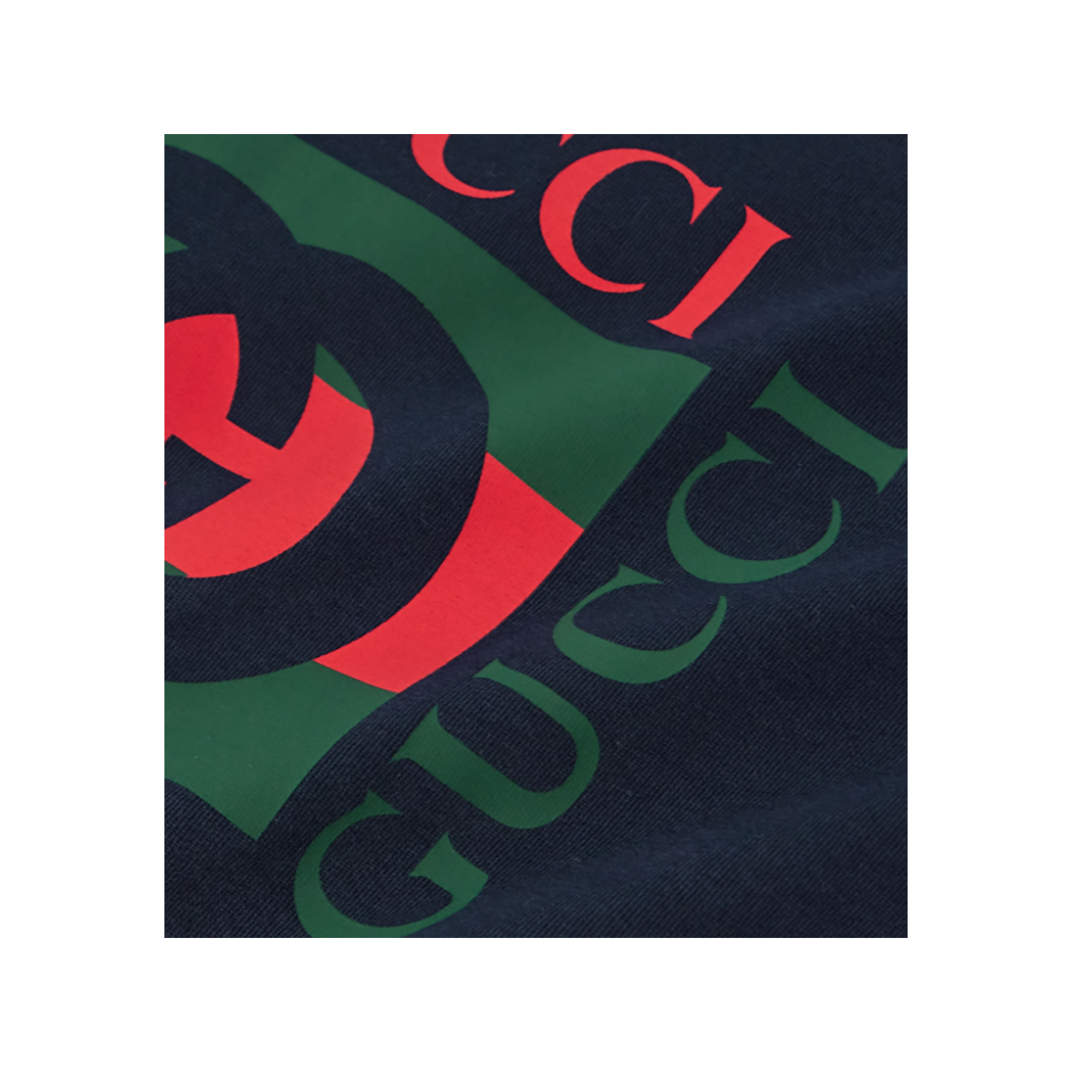 GUCCI LOGO-PRINT COTTON T-SHIRT IN NAVY