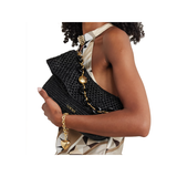 LOEWE IBIZA OLA EMBELLISHED RAFFIA SHOULDER BAG IN BLACK