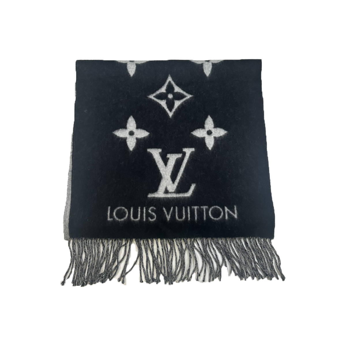 PRELOVED LOUIS VUITTON MONOGRAM SCARF IN BLACK/GRAY