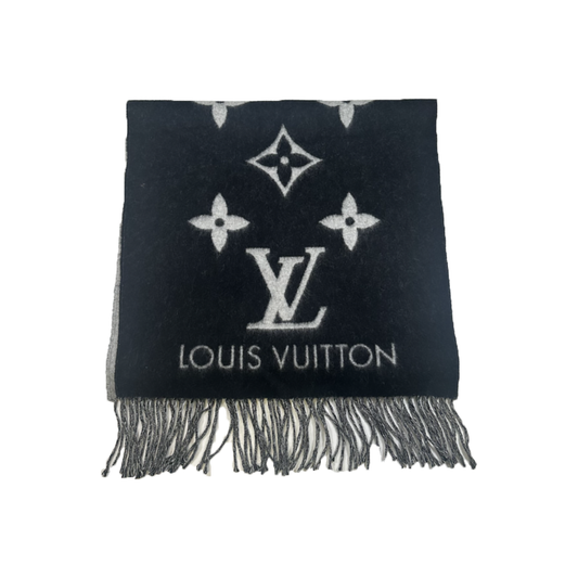 PRELOVED LOUIS VUITTON MONOGRAM SCARF IN BLACK/GRAY