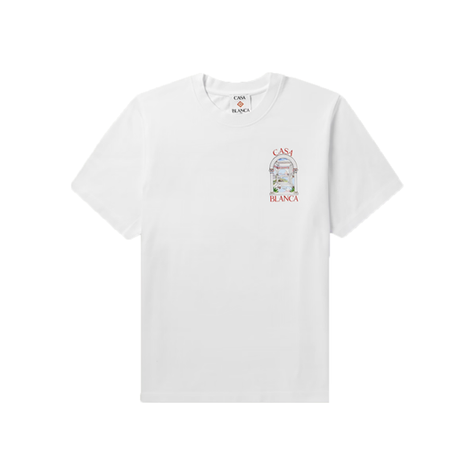 CASABLANCA LE PASSAGE PRINT LOGO T-SHIRT IN WHITE