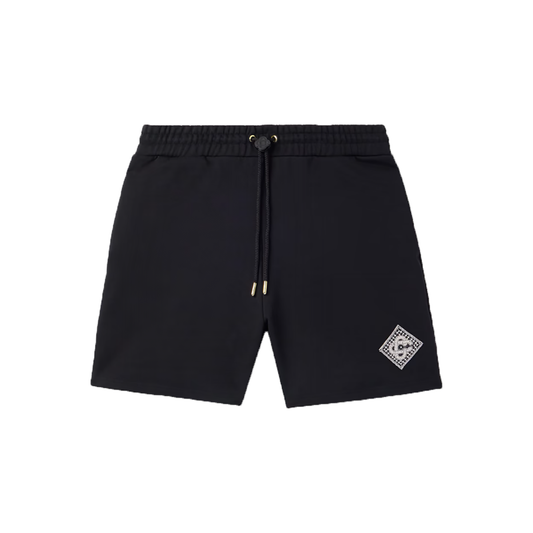 CASABLANCA STRAIGHT-LEG EMBELLISHED SHORTS IN BLACK