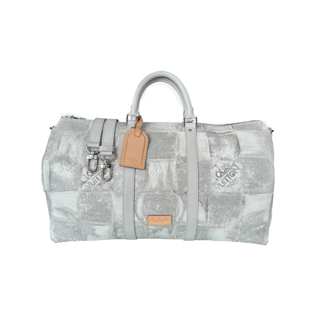 PRELOVED LOUIS VUITTON WHITE & GREY SALT KEEPALL 50