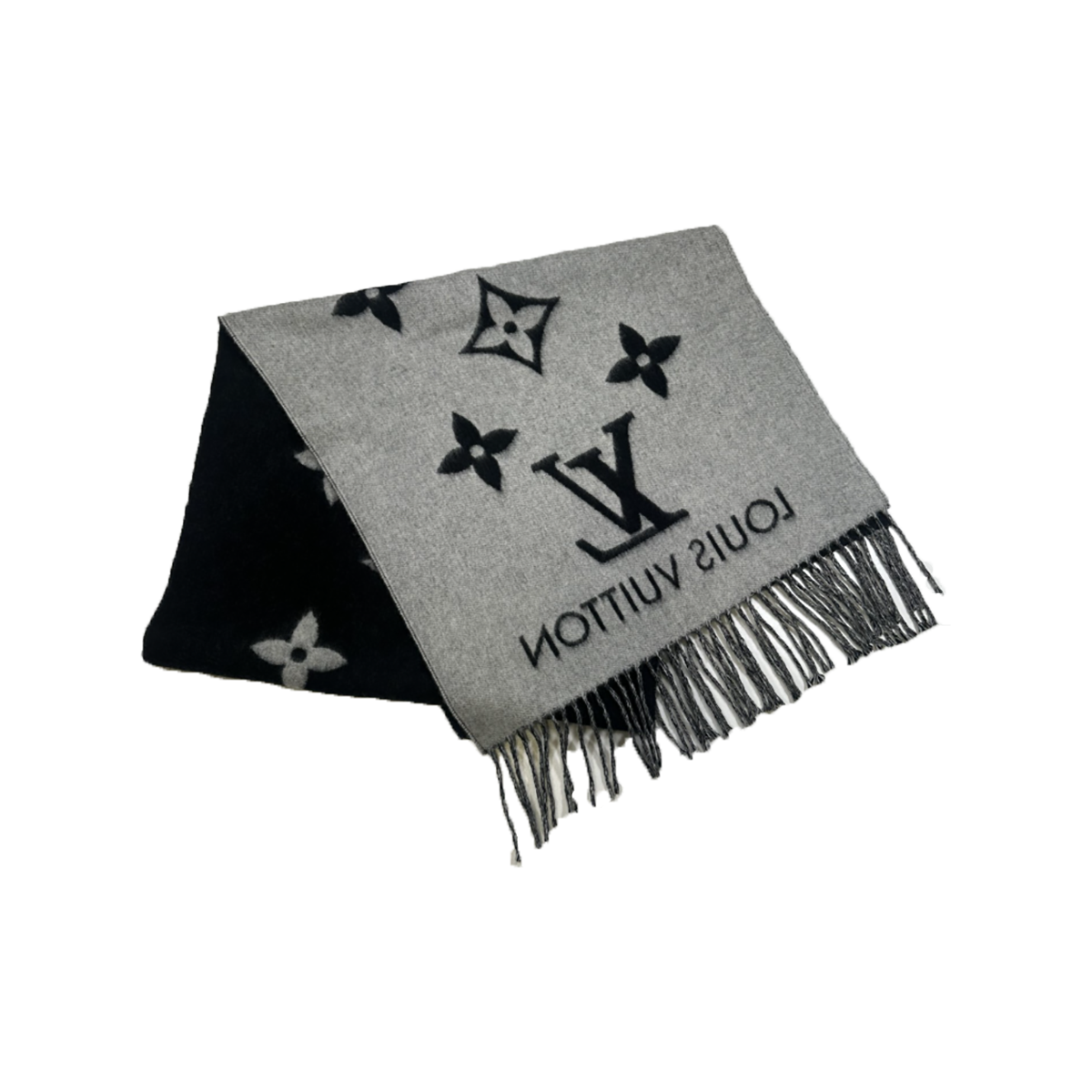 PRELOVED LOUIS VUITTON MONOGRAM SCARF IN BLACK/GRAY