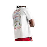 CASABLANCA LE PASSAGE PRINT LOGO T-SHIRT IN WHITE