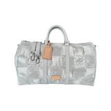 PRELOVED LOUIS VUITTON WHITE & GREY SALT KEEPALL 50