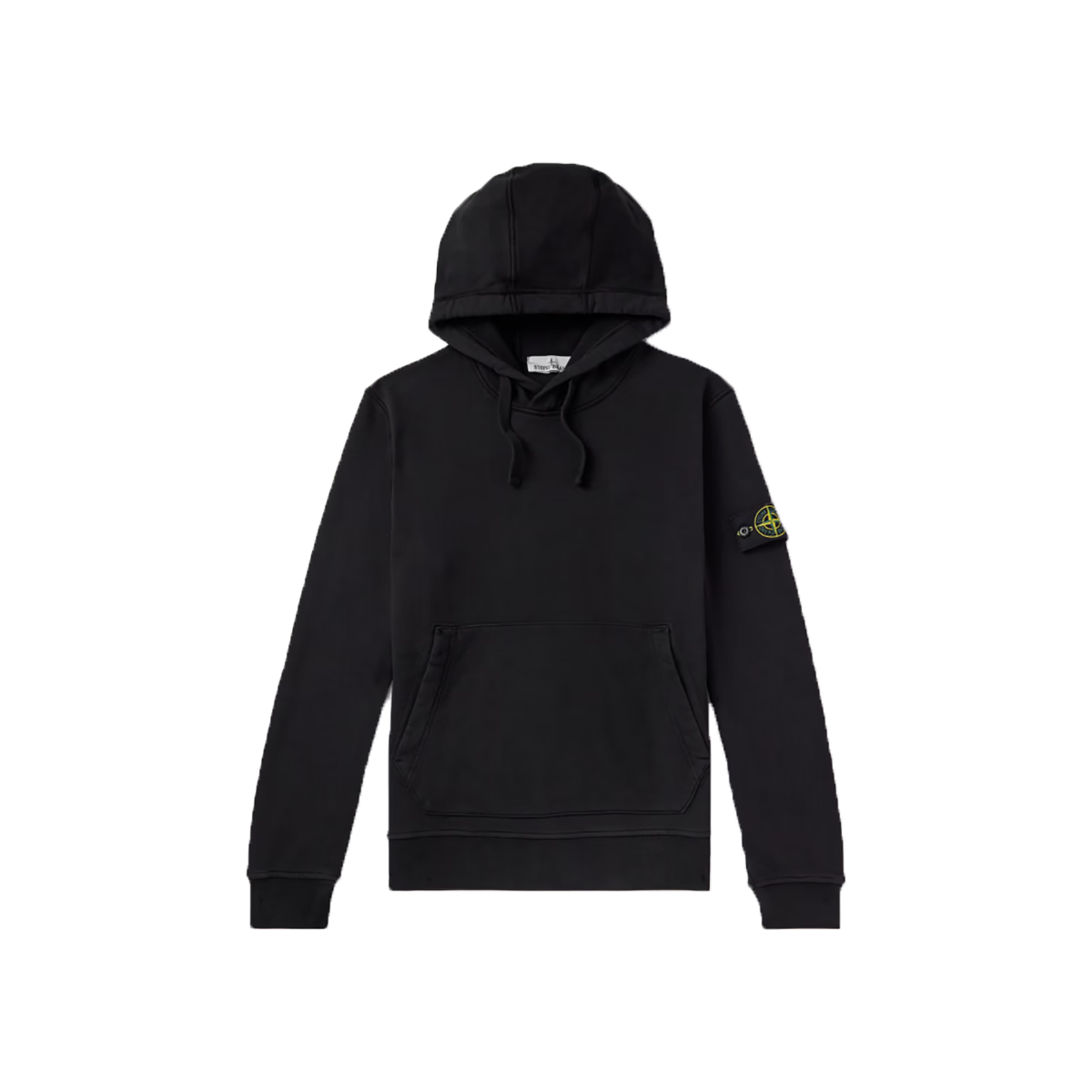 STONE ISLAND GARMENT DYED HOODIE IN BLACK