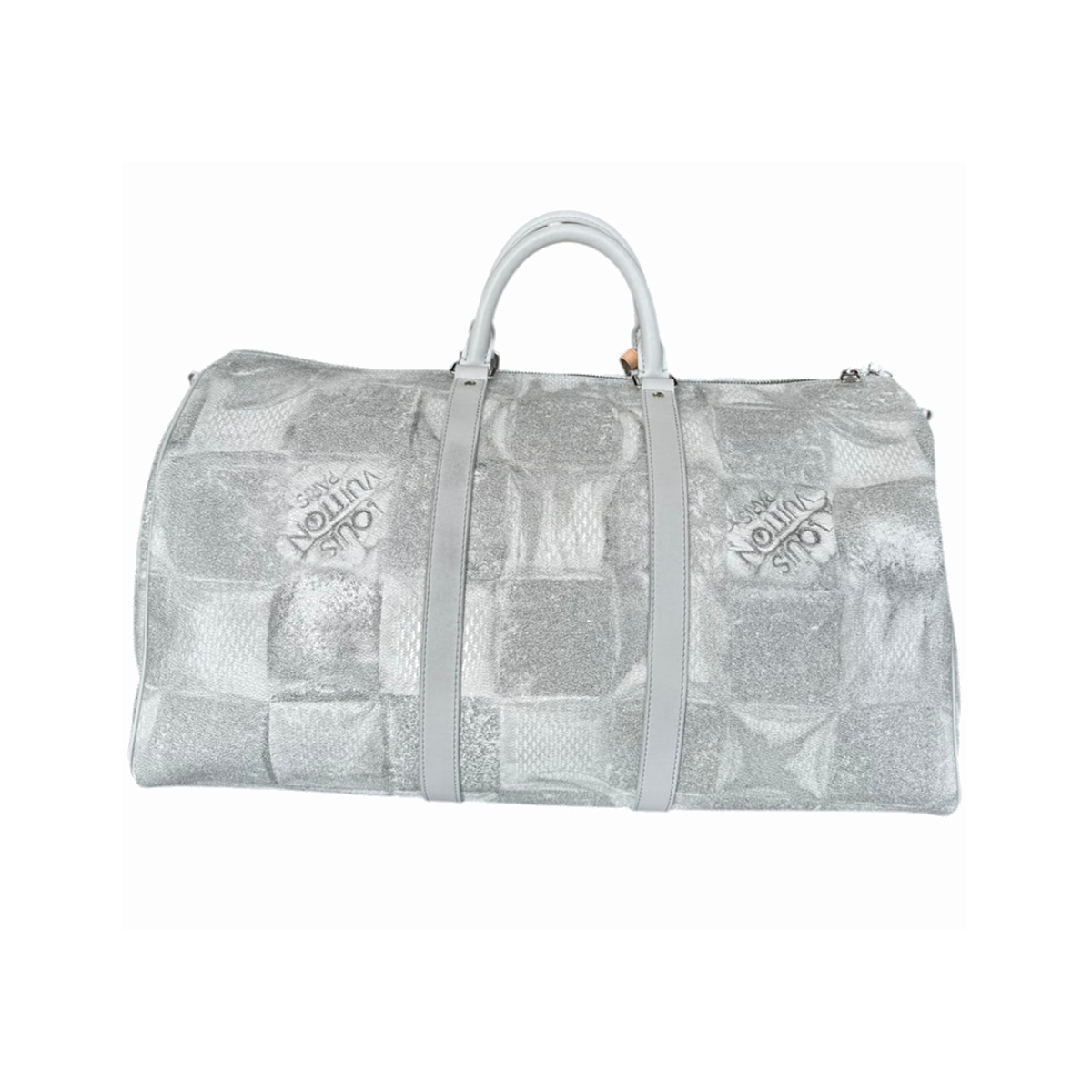PRELOVED LOUIS VUITTON WHITE & GREY SALT KEEPALL 50