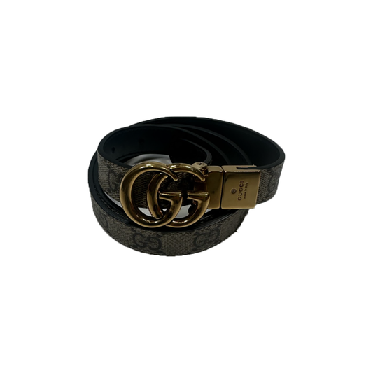 PRELOVED GUCCI GG MARMONT REVERSIBLE BELT IN BEIGE/BLACK