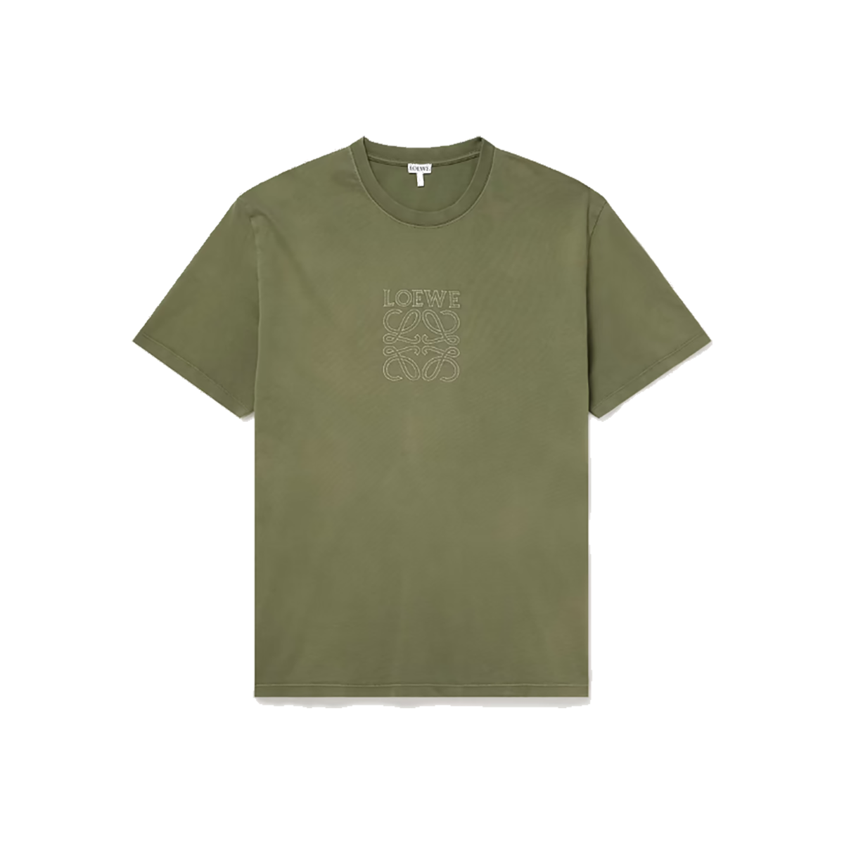 LOEWE LOGO EMBROIDERED COTTON T-SHIRT IN GREEN