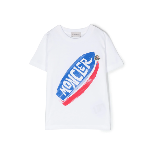 MONCLER JUNIOR LOGO T-SHIRT IN WHITE