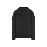 STONE ISLAND GARMENT DYED COTTON HOODED SWEATER IN BLACK