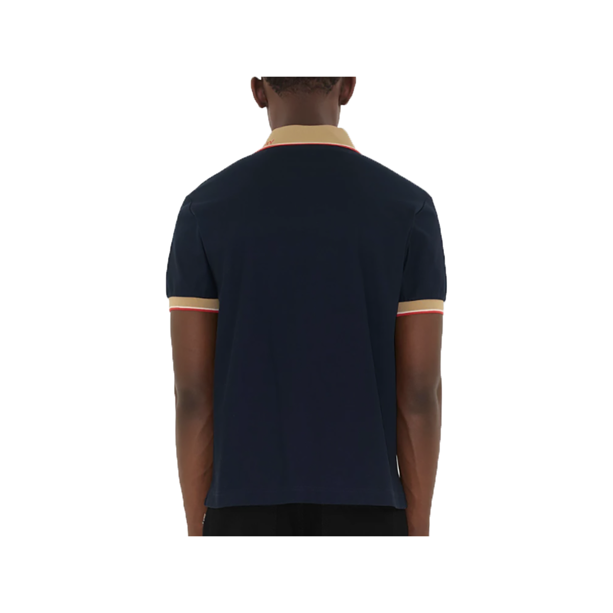 BURBERRY LOGO COLLAR COTTON POLO IN NAVY