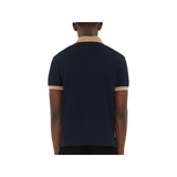 BURBERRY LOGO COLLAR COTTON POLO IN NAVY