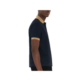 BURBERRY LOGO COLLAR COTTON POLO IN NAVY