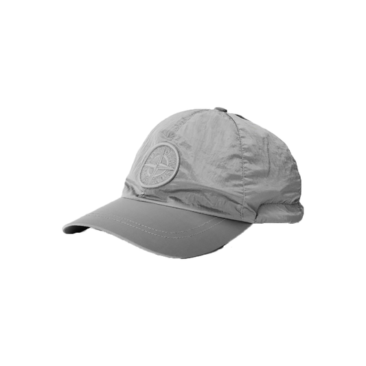 STONE ISLAND COMPASS BADGE NYLON CAP IN GRAY