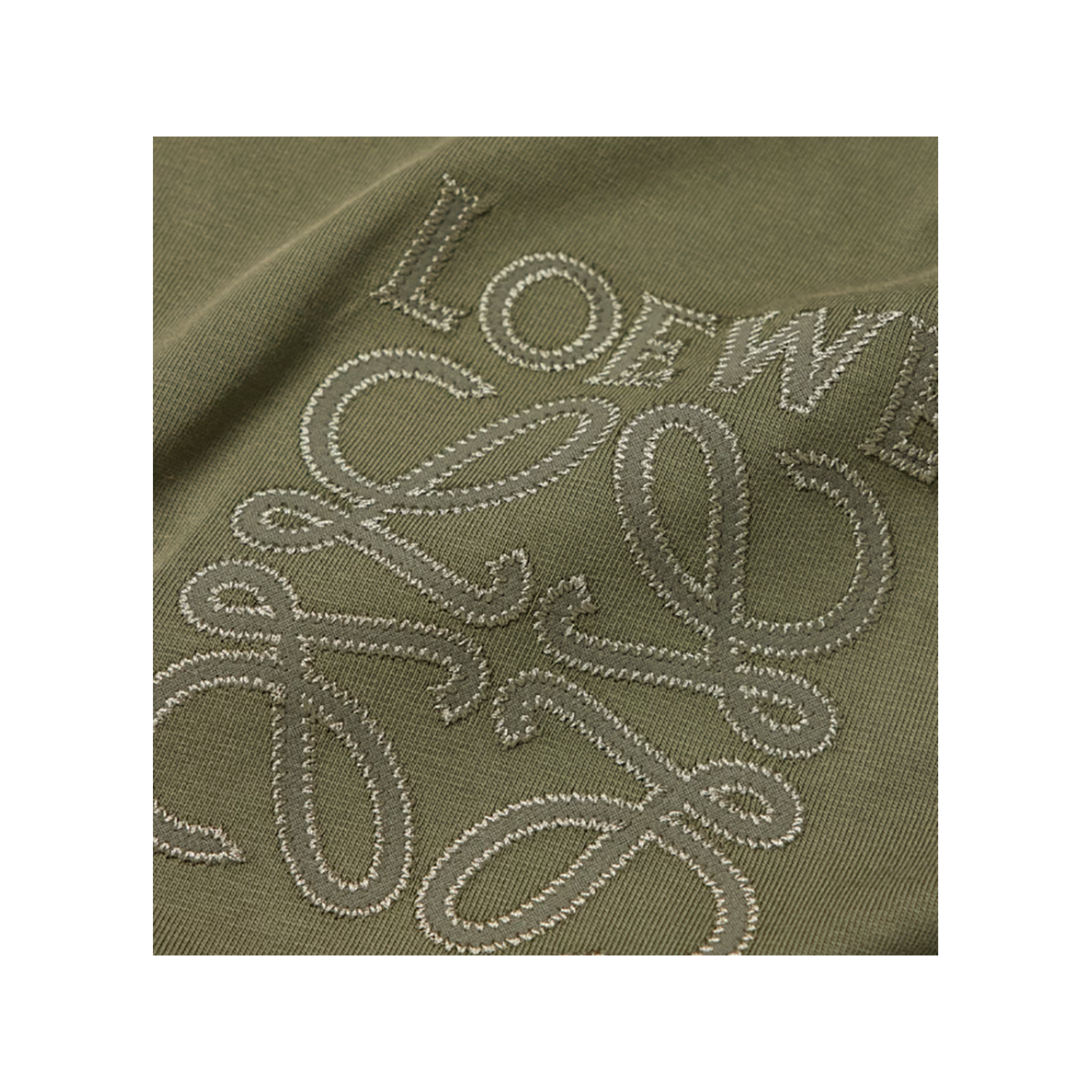 LOEWE LOGO EMBROIDERED COTTON T-SHIRT IN GREEN
