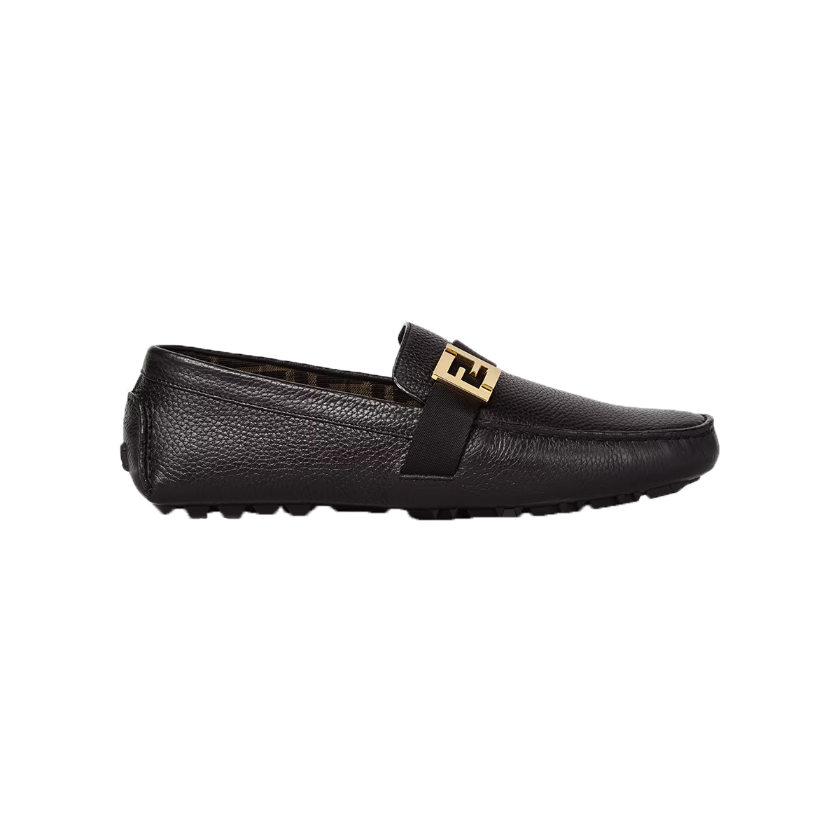 FENDI FF SQUARED DRIVERS LEATHER SHOES IN BLACK