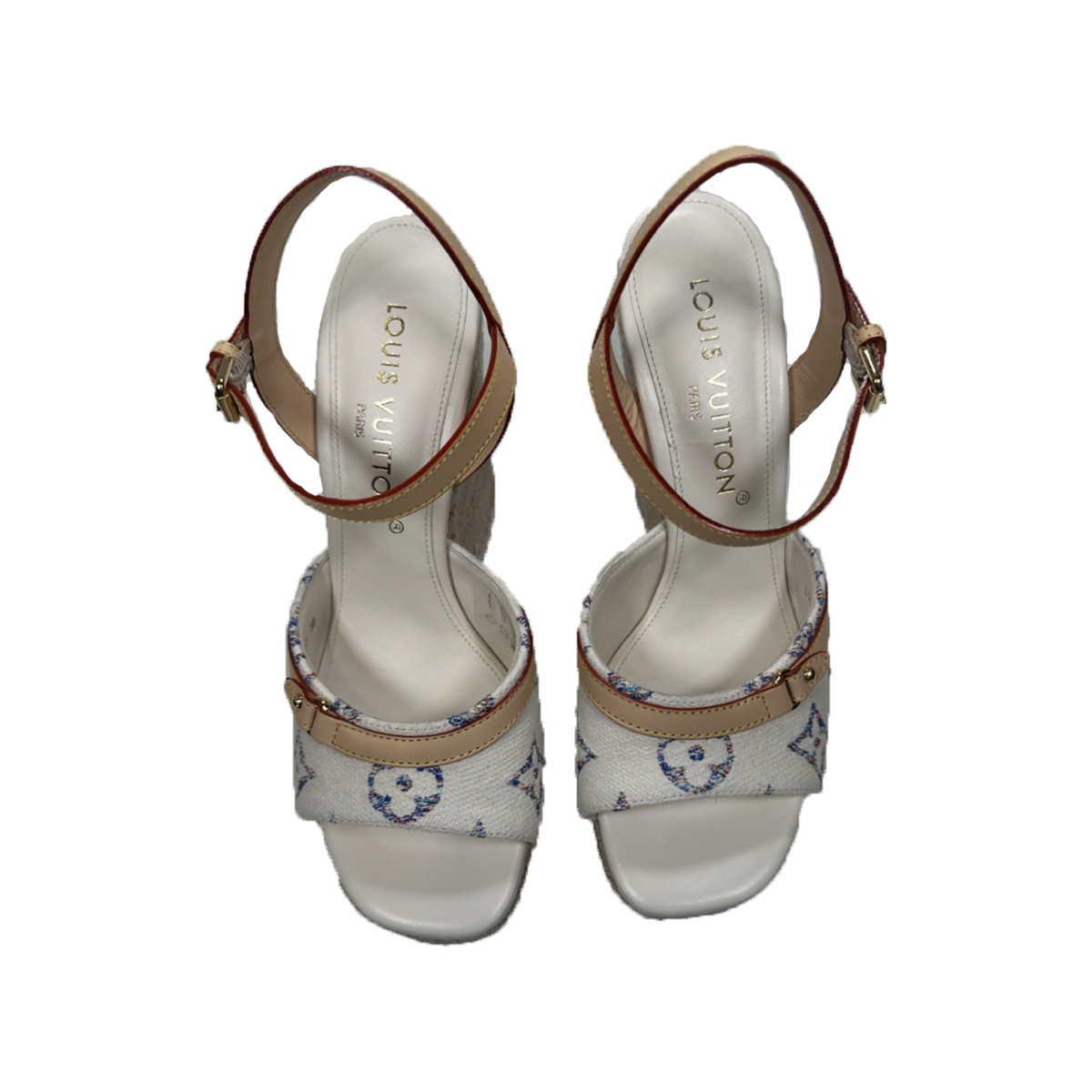 PRELOVED LOUIS VUITTON HELIOS WEDGES IN WHITE