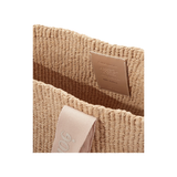 CHLOE WOODY LEATHER-TRIMMED RAFFIA TOTE IN BEIGE