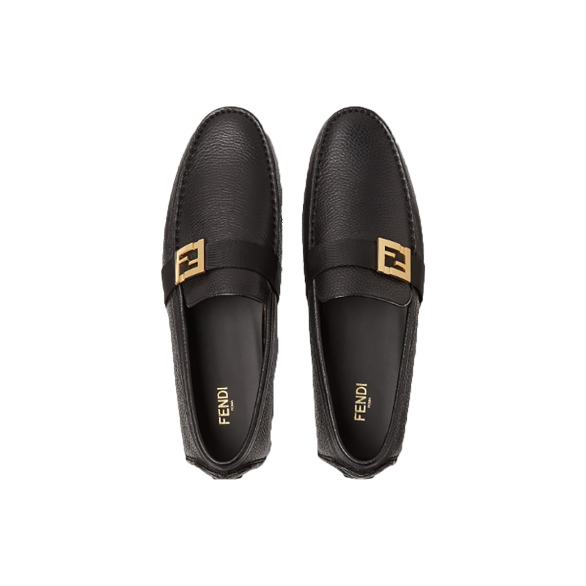 FENDI FF SQUARED DRIVERS LEATHER SHOES IN BLACK
