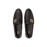 FENDI FF SQUARED DRIVERS LEATHER SHOES IN BLACK