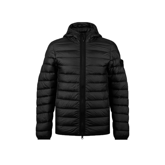 STONE ISLAND HOODED NYLON DOWN-TC JACKET IN BLACK