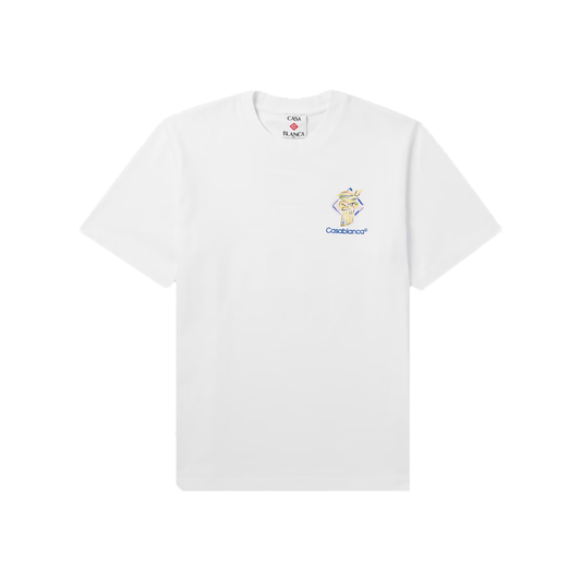 CASABLANCA DIAMOND COLUMN LOGO T-SHIRT IN WHITE