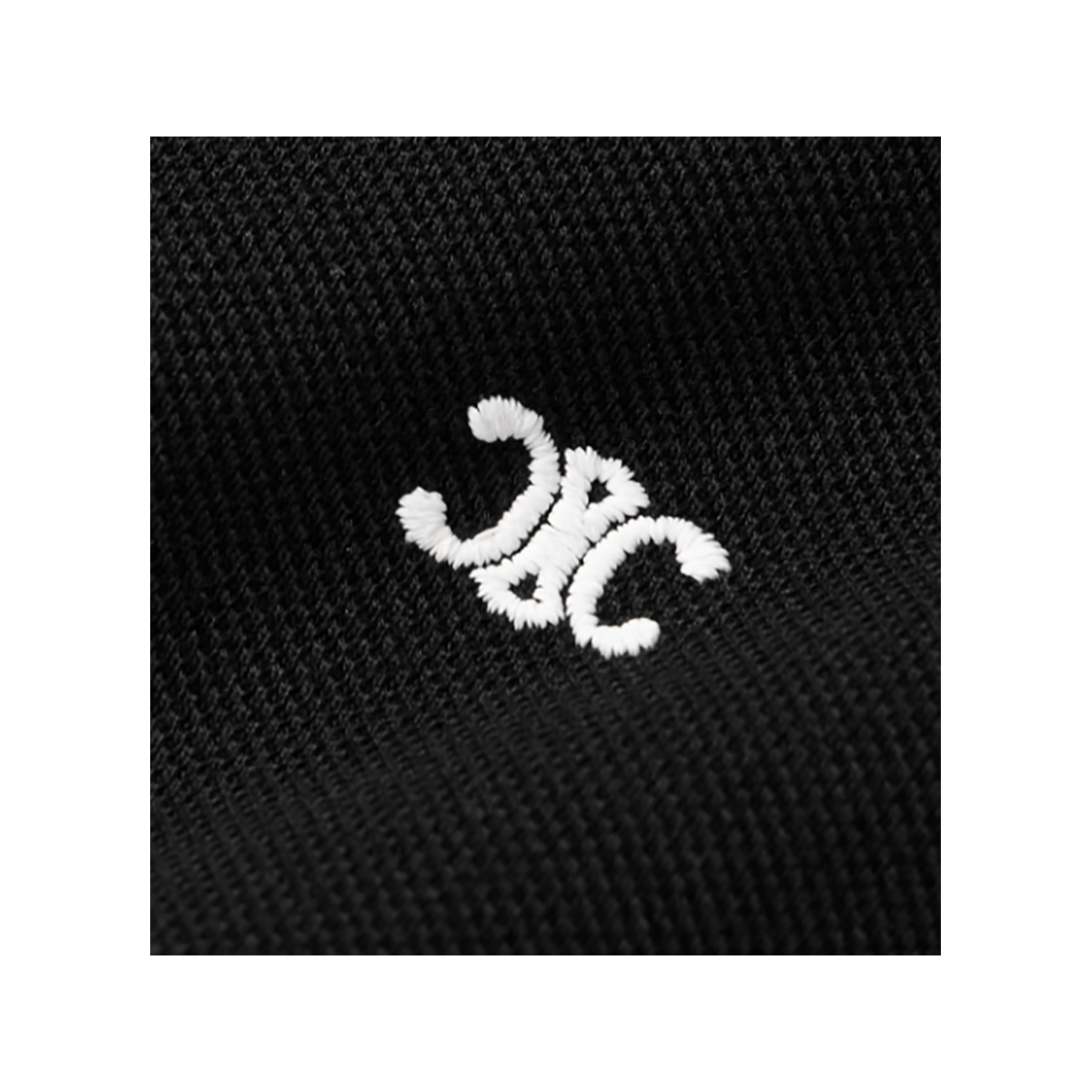 CELINE HOMME LOGO-EMBROIDERED COTTON POLO IN BLACK